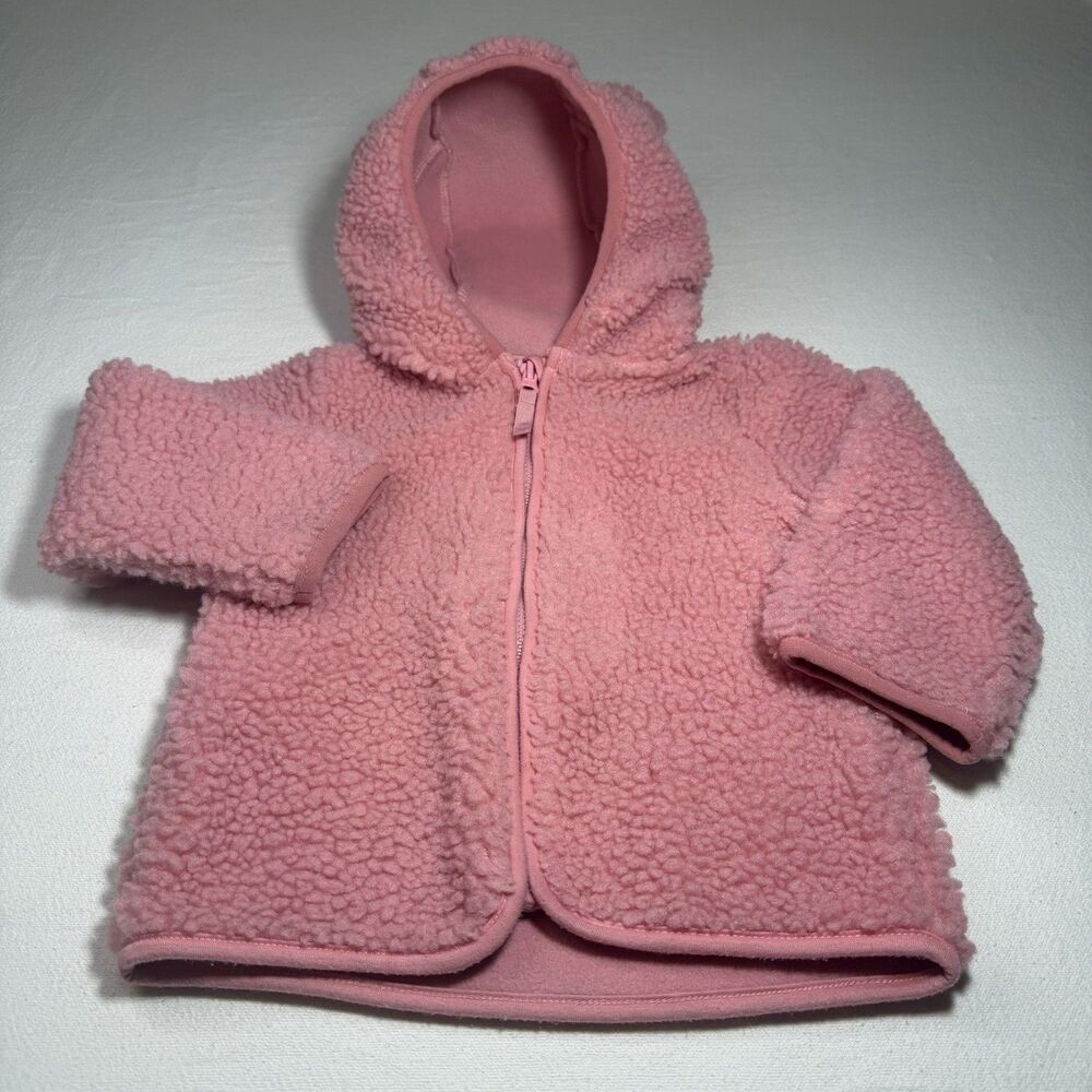 Wonder Nation Full Zip Pink Sherpa Jacket Hoodie Toddler Girl Size 2T Pink